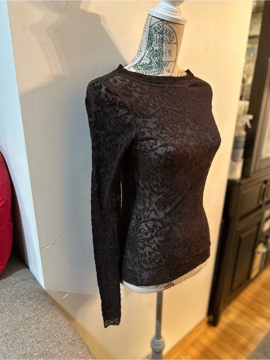United Colors Of Benetton Tops - Brown Long-Sleeve Lace-Texture Women's Top